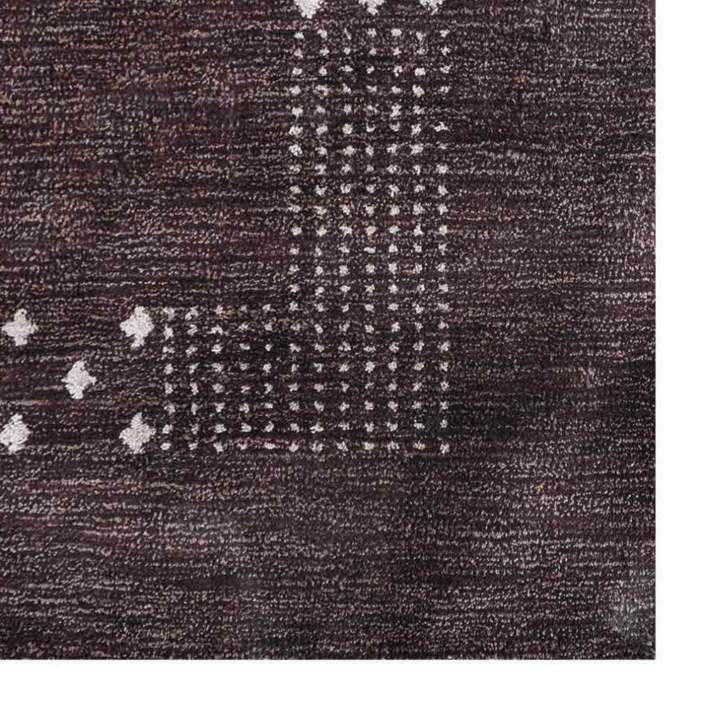 Hand Knotted Loom Silk Area Rug Contemporary Brown