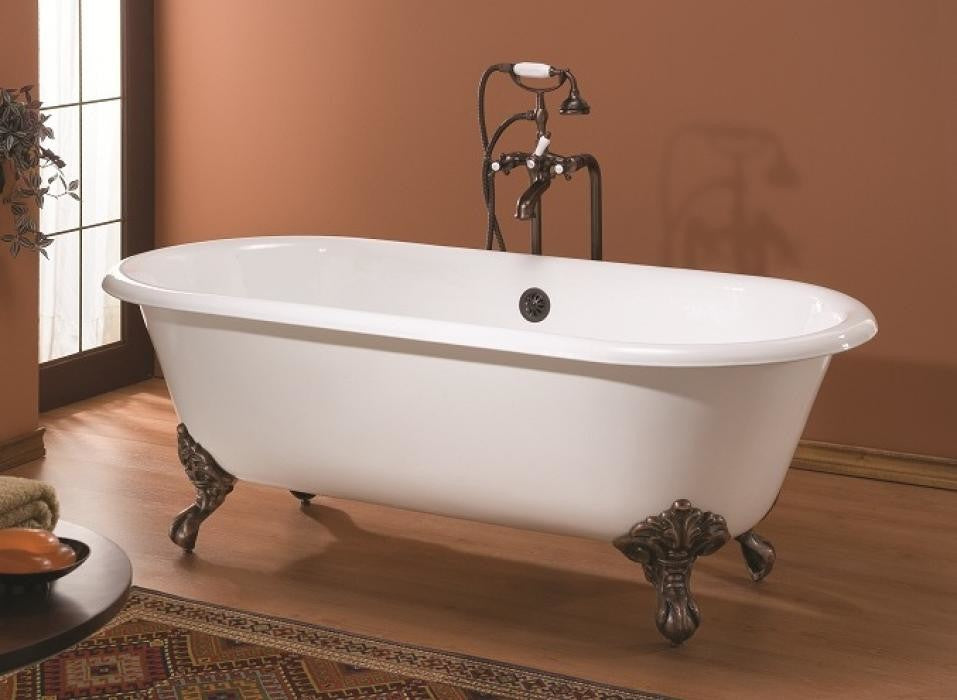 Cheviot Products Regal Cast Iron Bathtub, White Interior, White Exterior