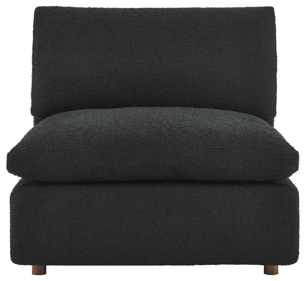 Commix Down Filled Overstuffed Boucle Fabric Armless Chair, Black