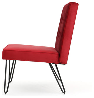 GDF Studio DuSoleil Velvet Modern Armless Chair, Berry