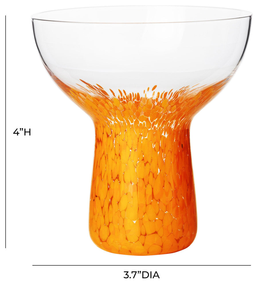 Dottie Clear Orange Dots Cocktail Glass, Set of 4