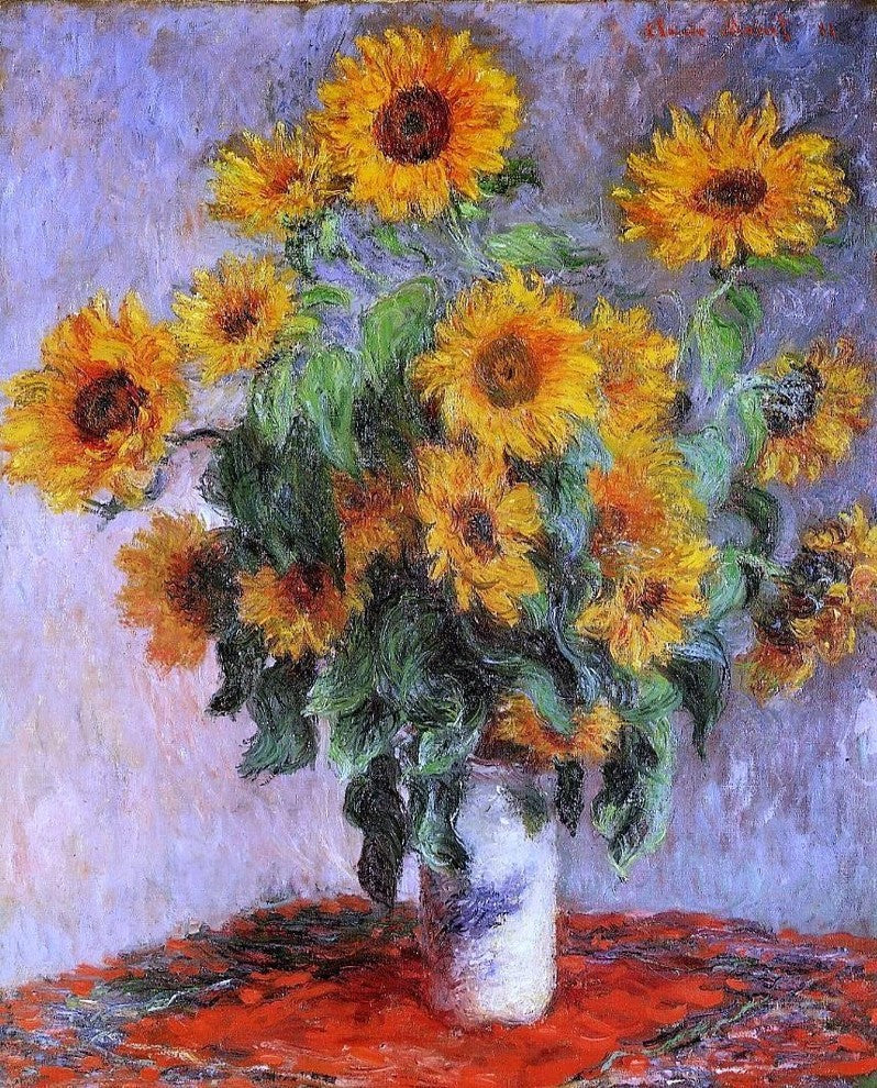 Claude Oscar Monet A Bouquet of Sunflowers, 20"x25" Wall Decal