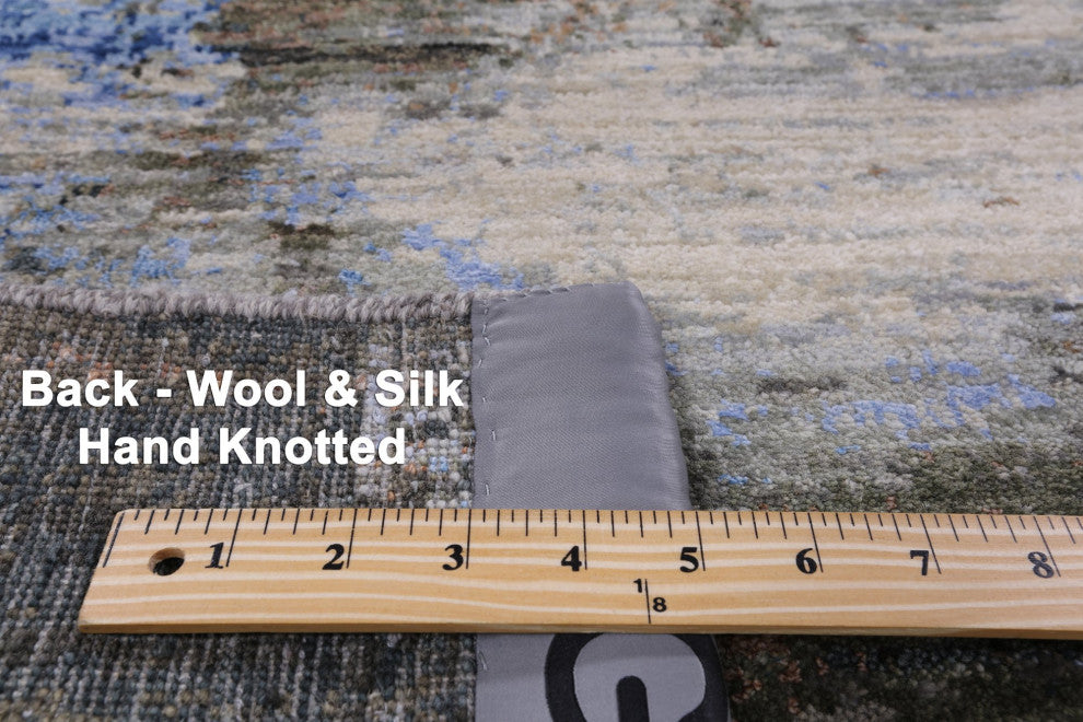 Wool and Silk Modern Hand Knotted Rug 6' 1" X 9' 0" Q7187