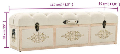 vidaXL Storage Bench Cream