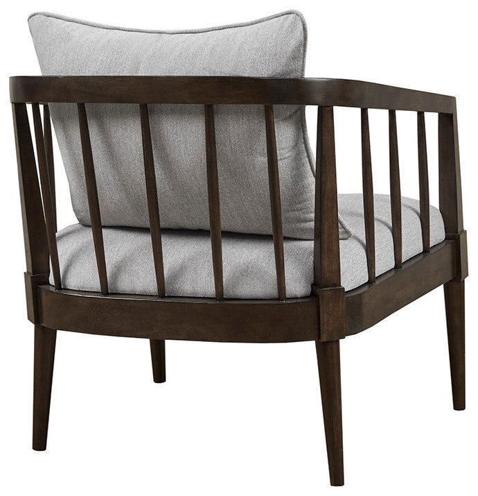 Madison Park Josefine Spindle Accent Armchair with Removable Back Pillow, Grey