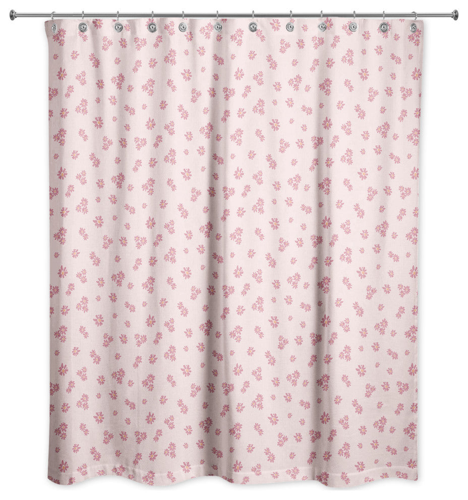 Pink Daisy Pattern 71x74 Shower Curtain