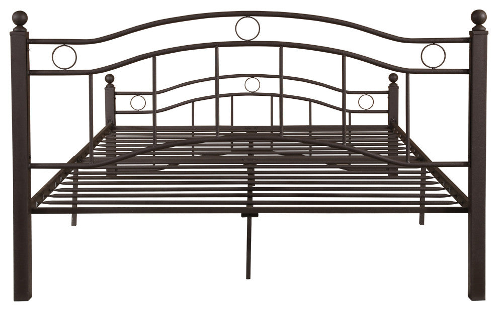 Hallie Contemporary Iron King Bed Frame, Hammered Copper