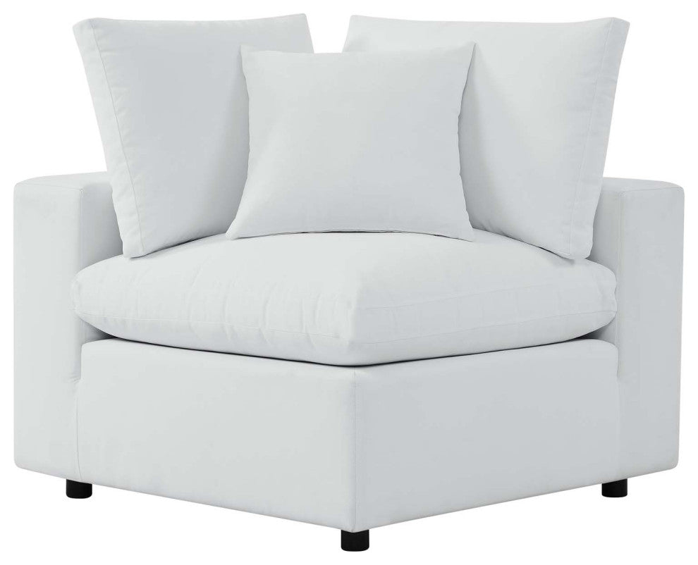Modular Lounge Sectional Deep Sofa Chair Set, Sunbrella, White, Modern, Outdoor