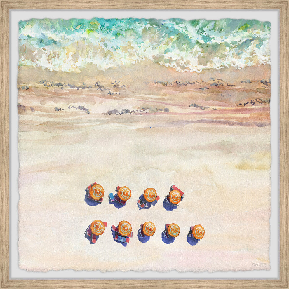 "Umbrella Shore" Framed Painting Print, 12"x12"