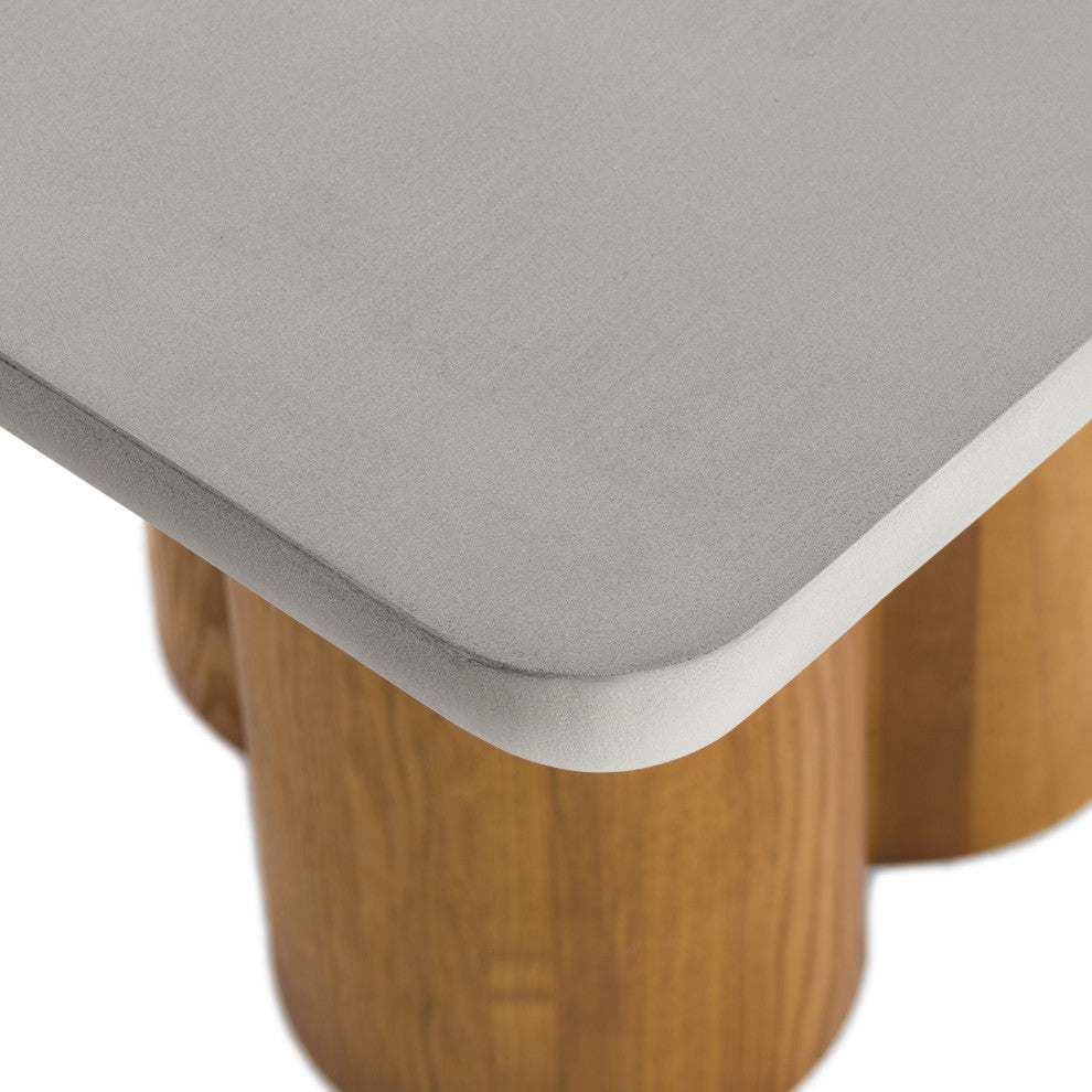 Modrest Bateman Modern Faux Concrete + Walnut Dining Table