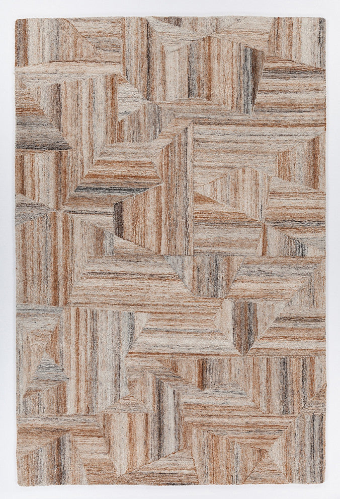 Avril Hand-Tufted Contemporary Rug, Brown/Gray/White, Rectangular 5'x7'6