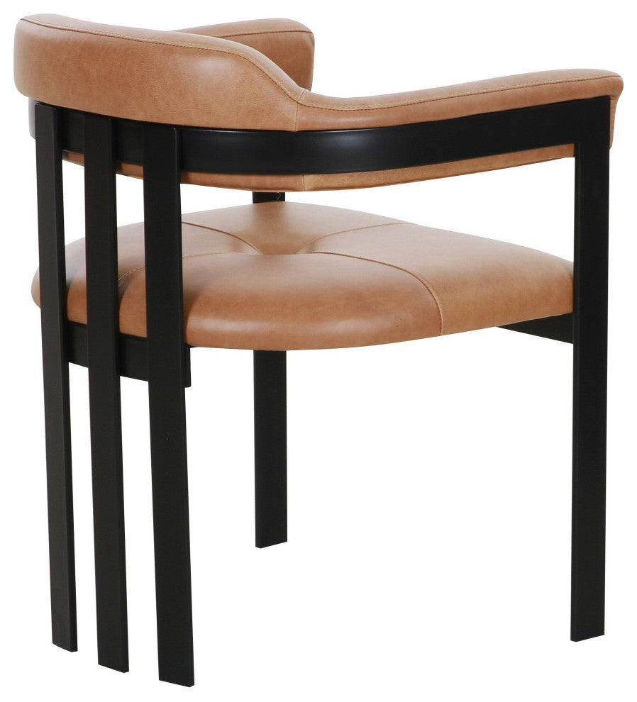 Modrest Hazen Modern Camel Leather + Black Iron Dining Chair