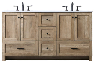 60" Double Bathroom Vanity, Natural Oak, 60