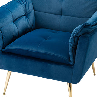 Contemporary Velvet Armchair, Navy