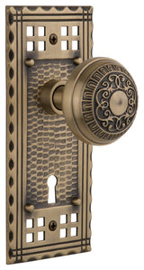 Craftsman Plate Privacy Egg & Dart Knob, Antique Brass