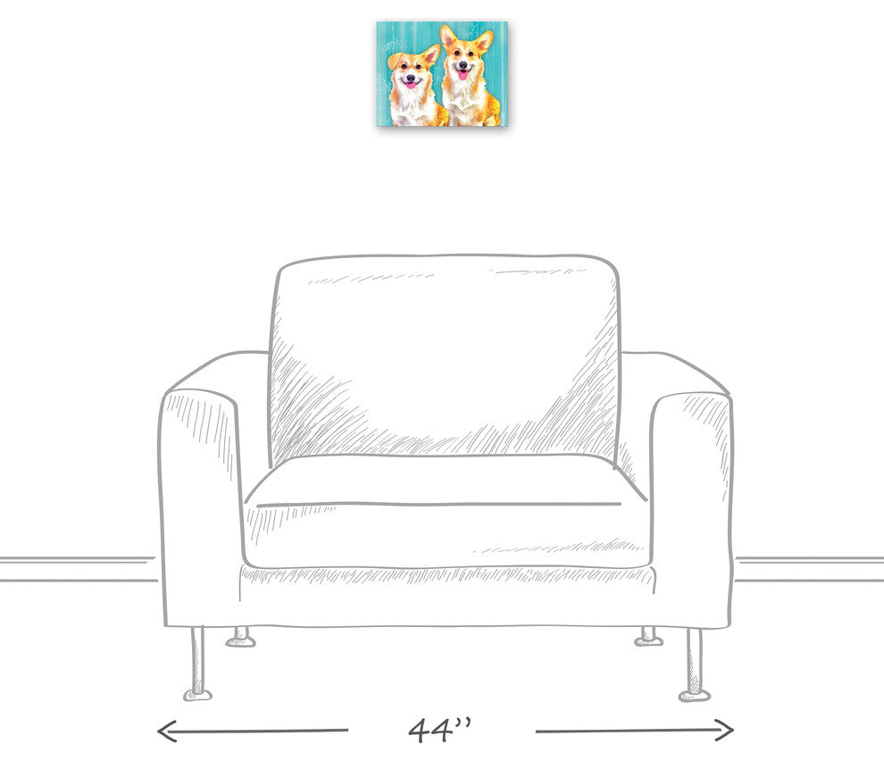 Corgi Dog Pals 8x10 Canvas Wall Art