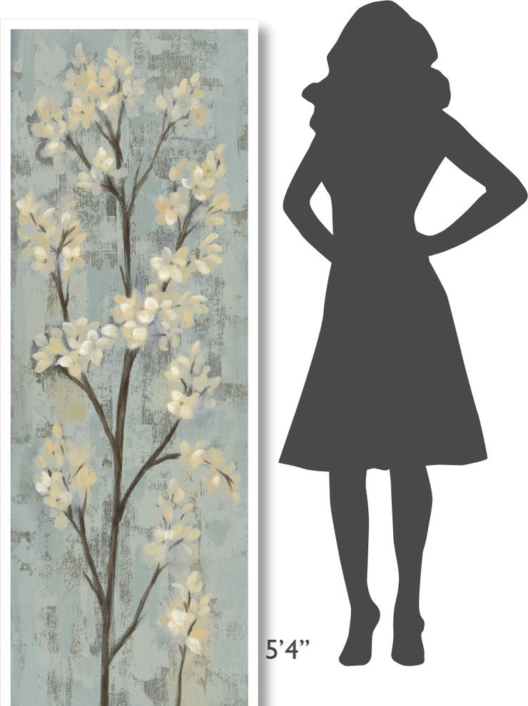 "Almond Branch I on Light Blue" Digital Paper Print by Silvia Vassileva, 26"x74"