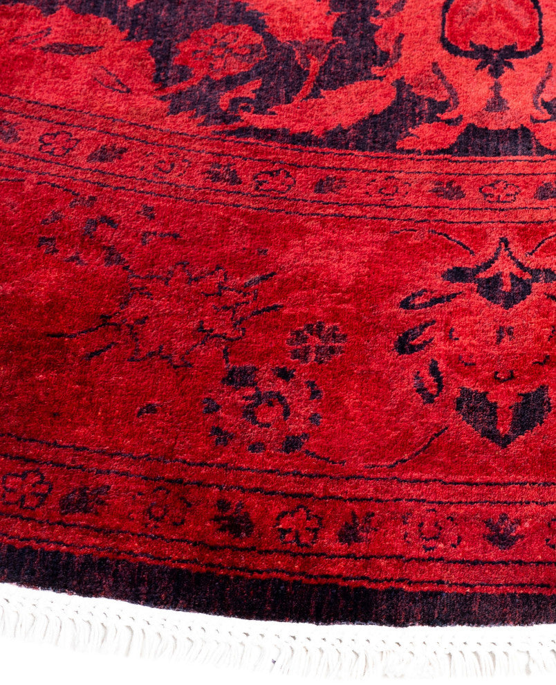 Overdyed One-of-a-Kind Hand-Knotted Area Rug Orange, 8' 1" x 8' 1"
