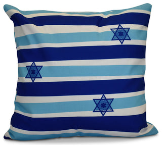 Decorative Holiday Pillow, Striped, Light Blue, 16"x16"