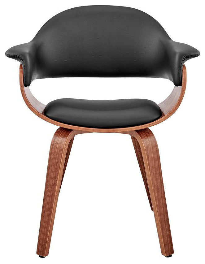 Adalyn Black Faux Leather and Walnut Wood Dining Room Accent Chair