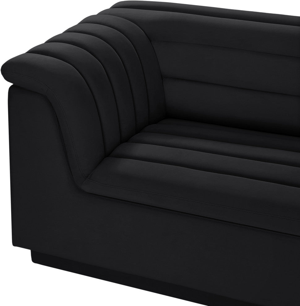 Cascade Upholstered Modular Sofa, Black, Velvet, Corner Sectional