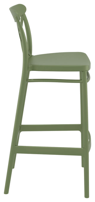 Cross Bar Stool, Set of 2, Olive Green