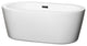 60" Freestanding Bathtub, White, Matte Black Drain and Overflow Trim
