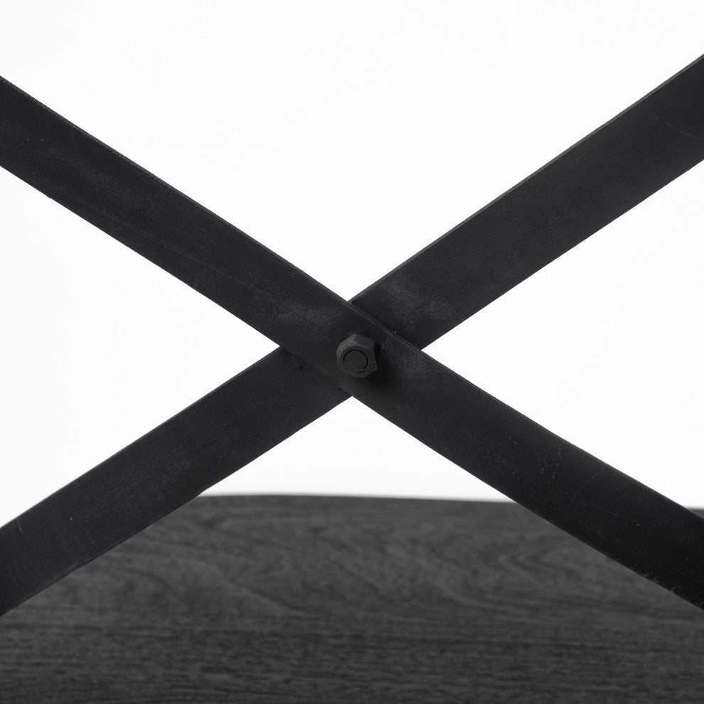Etienne Black Solid Wood Seat with Black Metal Frame Counter Stool