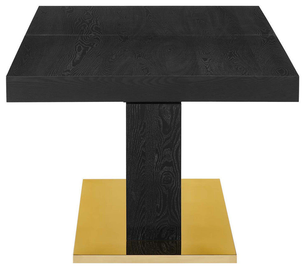 Dining Table, Rectangular, Wood, Metal, Black, Gold, Modern, Bistro Restaurant