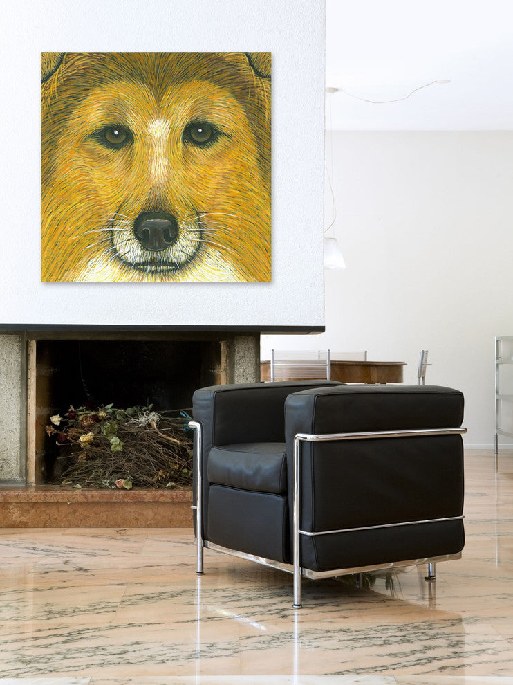 "Border Collie" Painting Print on Wrapped Canvas, 40"x40"