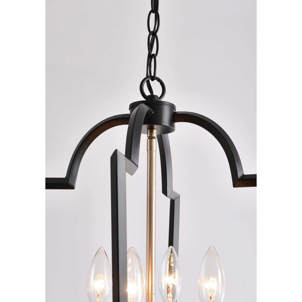 Iris Black and Light Gold With Bronze Lantern Chandelier