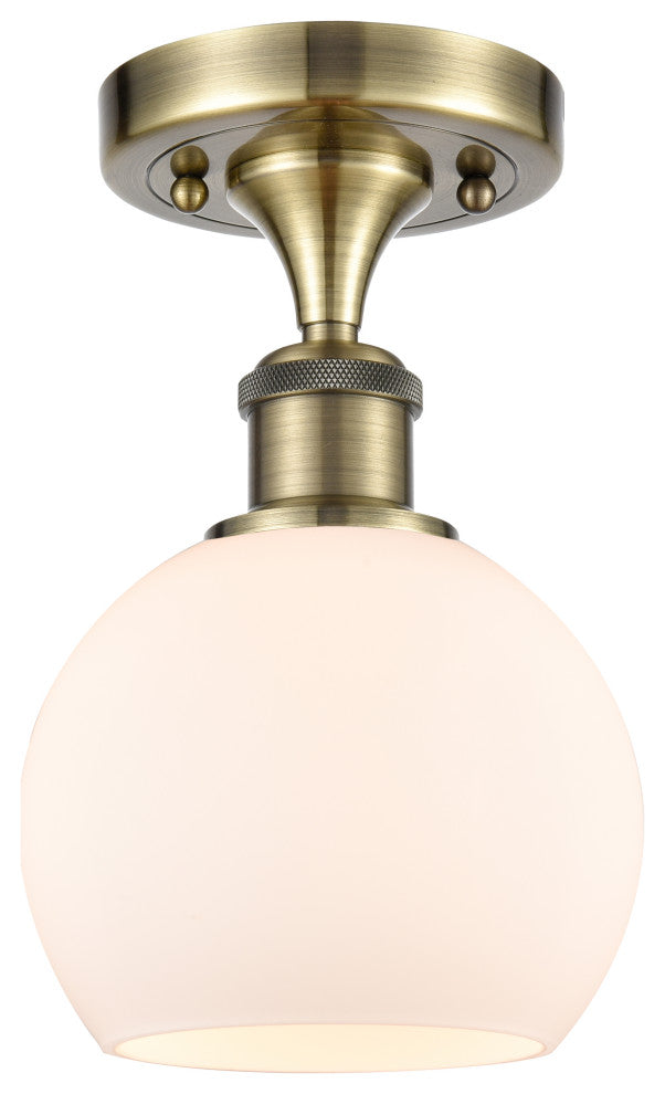 Innovations 516-1C-AB-G121-6 1 Light 6" Semi-Flush Mount, Antique Brass