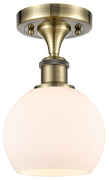 Innovations 516-1C-AB-G121-6 1 Light 6" Semi-Flush Mount, Antique Brass