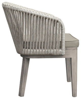 Haiti Patio Dining Chairs with Arms in Grey Acacia Wood and Rope - Set of 2