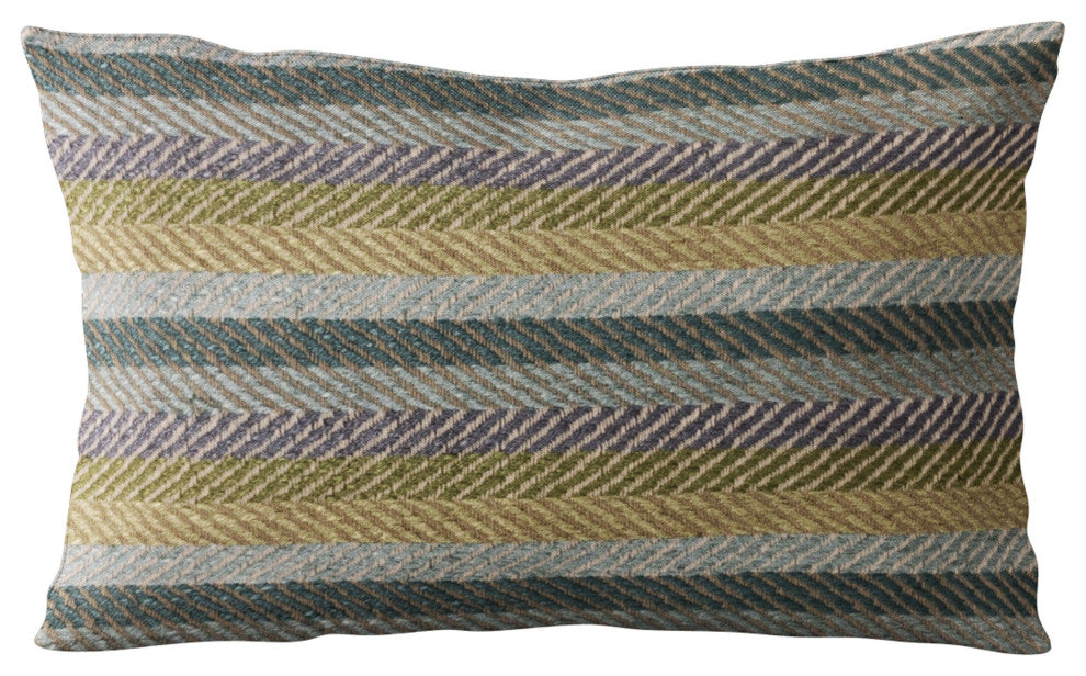 Plutus Blue Tracks Stripe Luxury Throw Pillow, 24"x24"