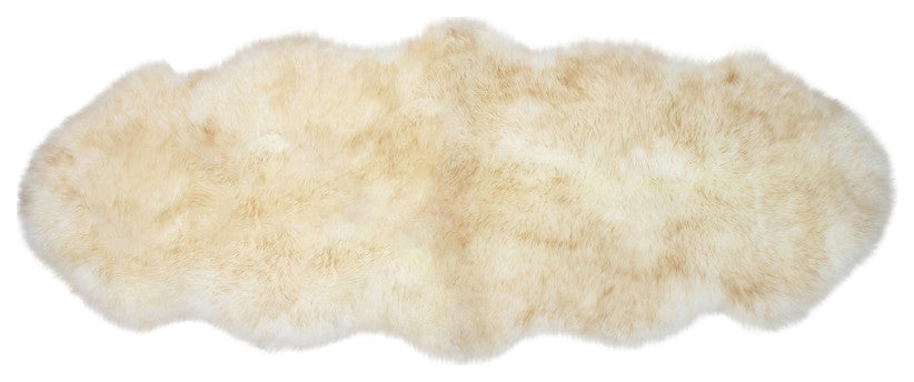 Rustic Sheepskin Double Pelt 2'x5' Rug, Tabby Tip