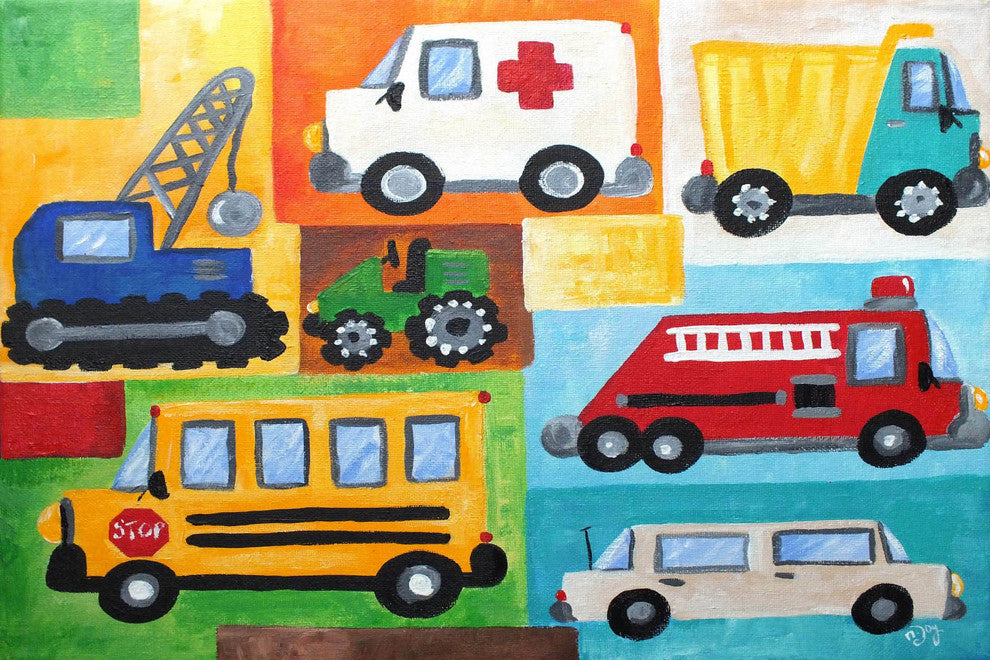 Marmont Hill, "Vroom" by Nicola Joyner Painting Print on Wrapped Canvas, 18x12