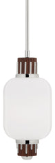 Peekskill 1 Light 24" Pendant, Polished Nickel Finish, White Glass