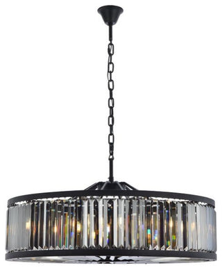 Elegant Lighting 1233G43-SS/RC Chelsea 10 Light 44"W Crystal Drum - Matte Black