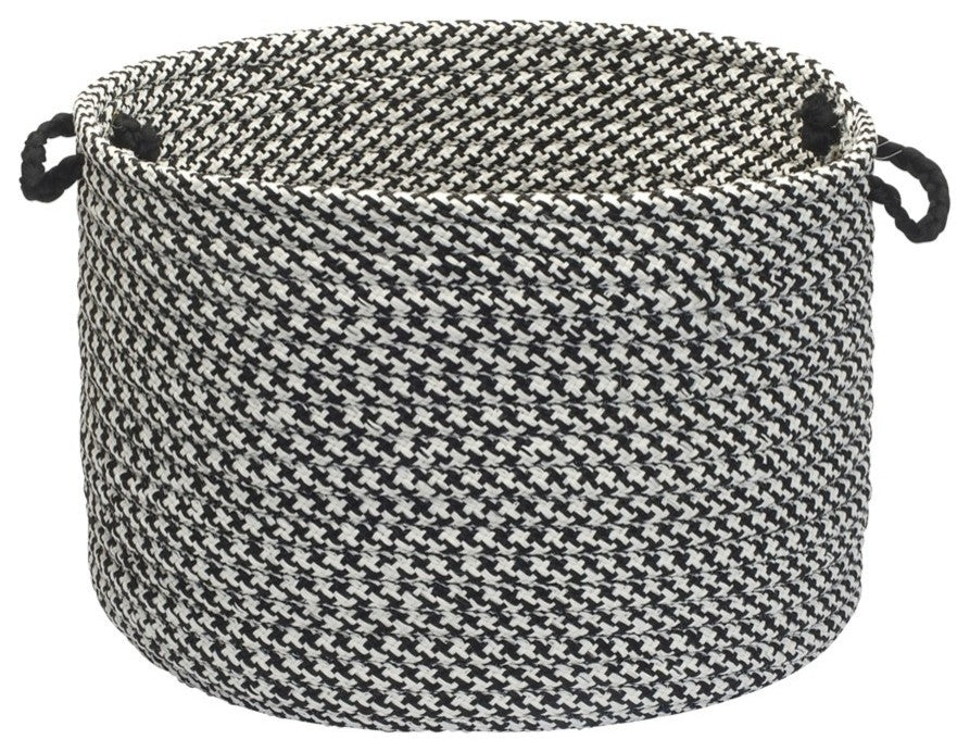 Houndstooth Tweed Basket, 18"x18"x12"