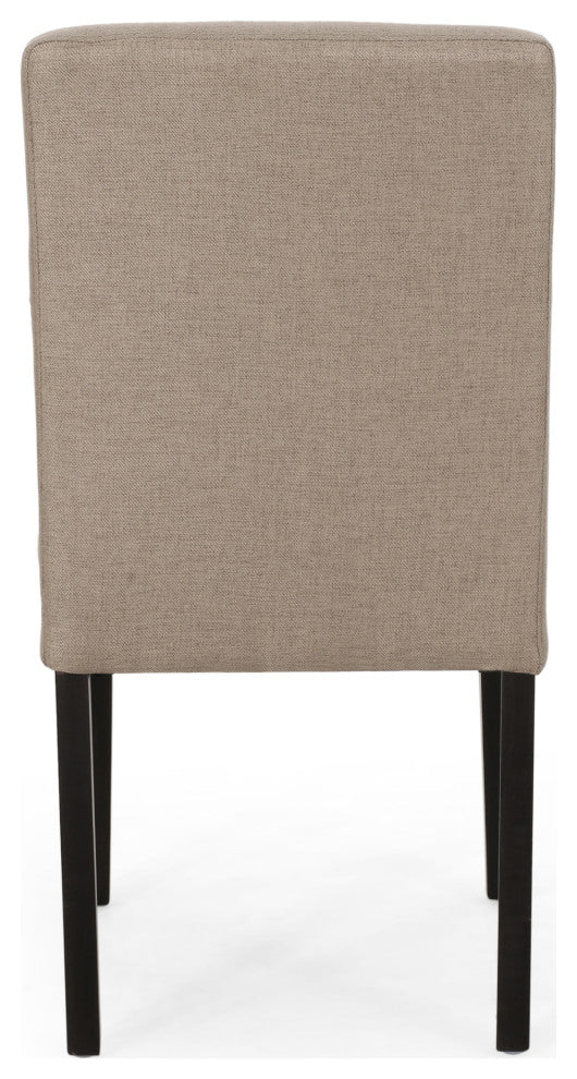 Kuna Contemporary Upholstered Dining Chair, Set of 2, Taupe/Espresso