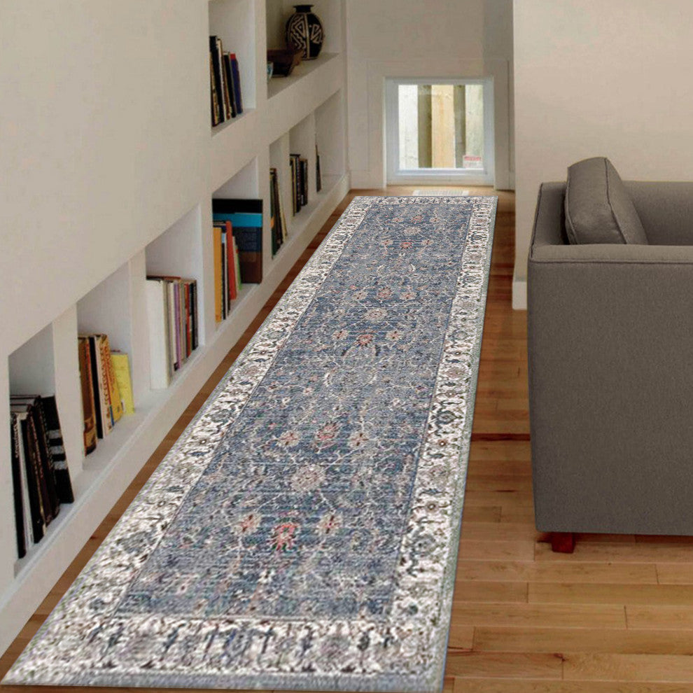 Vermont Glidel Runner, Gray, 2'7" x 8', Bordered