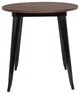 26" Round Metal Indoor Table With Walnut Rustic Wood Top, Black