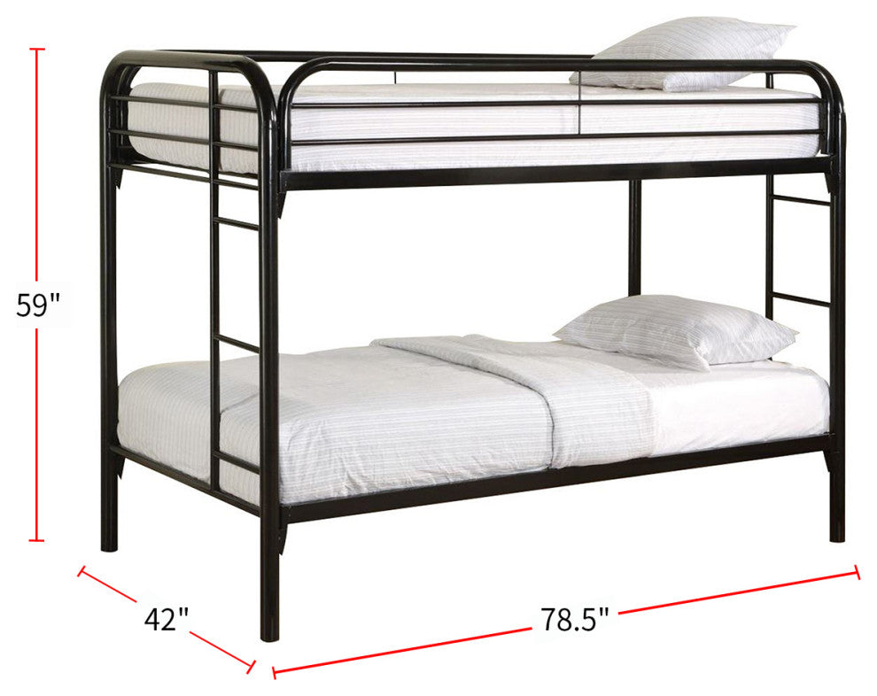Twin Over Twin Bunk Bed, Black