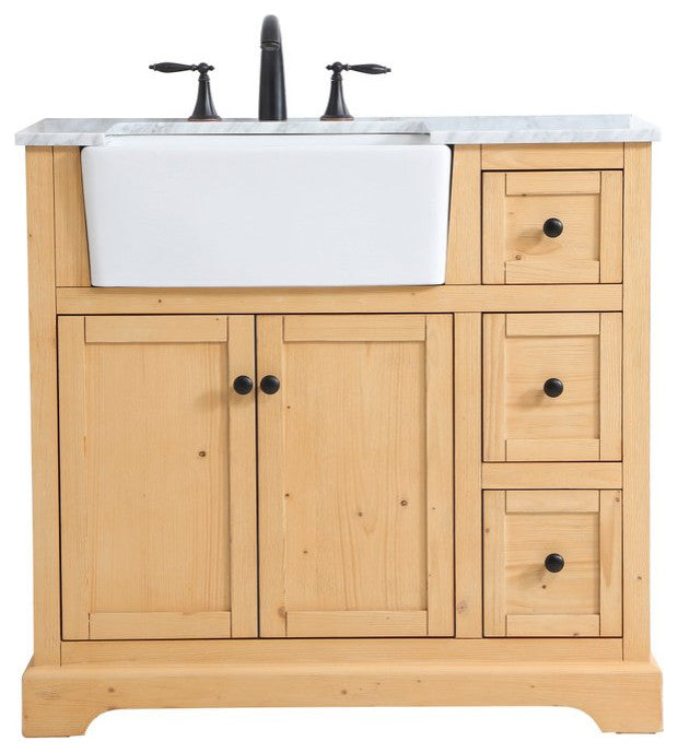 Home Living 22" Farmhouse Natural Wood-Light Bathroom Vanity
