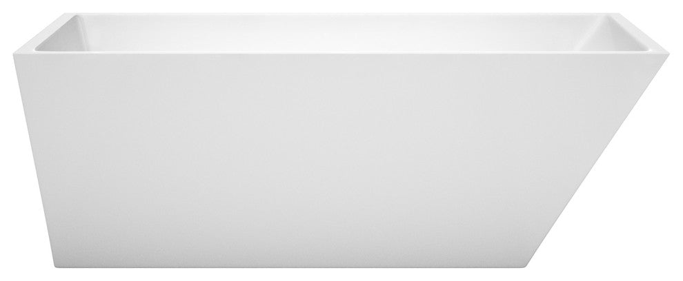 Hannah 67" Freestanding White Bathtub, Matte Black Drain and Overflow Trim