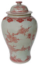 Coral Red Plum Tree Temple Jar