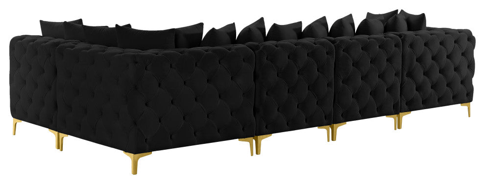 Tremblay Modular Sectional, Black, L-Shaped, 5-Piece: Armless (3), Corner (2)