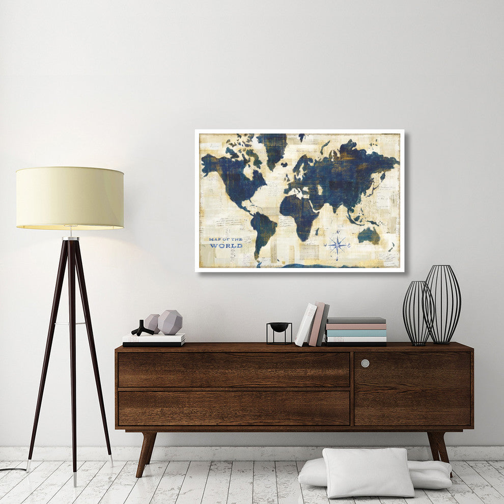 "World Map Collage" Digital Paper Print by Sue Schlabach, 50"x34"