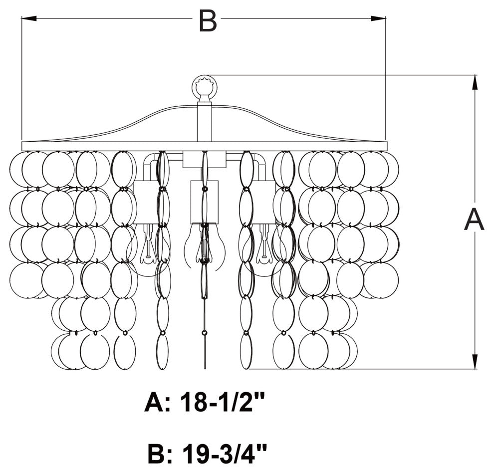 Elsa Capiz Shell 19.75" 3 Light Pendant Natural Brass